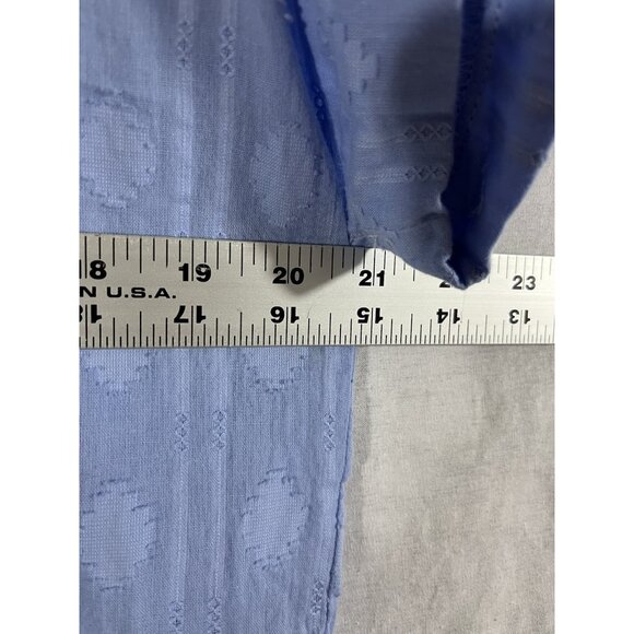 Hester & Orchard Women's Large Short Sleeve Blue Button Down Blouse - Picture 6 of 7